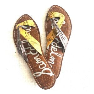 Sam Edelman Slip on Sandals in yellow and gray 8.5